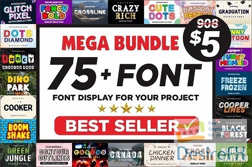 75 Best Display Font Bundle - 76 Premium Fonts