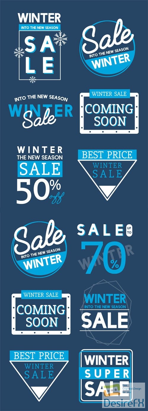 9 Winter Sale Badges Vector Templates