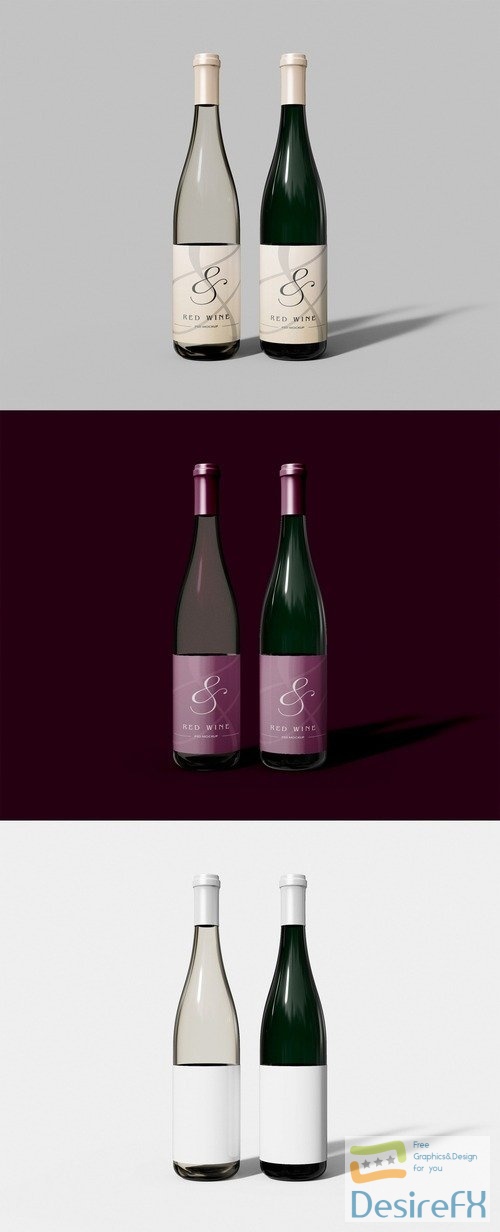 AFront View of Two Wine Bottles Mockup 507156760 PSDT