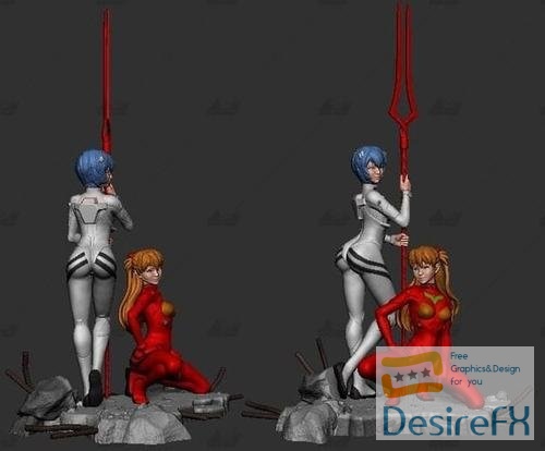 Asuka and Rei – 3D Print