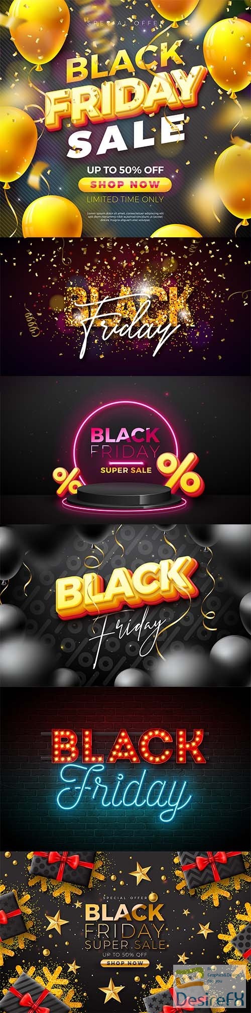 Black friday sale vector illustration with text lettering