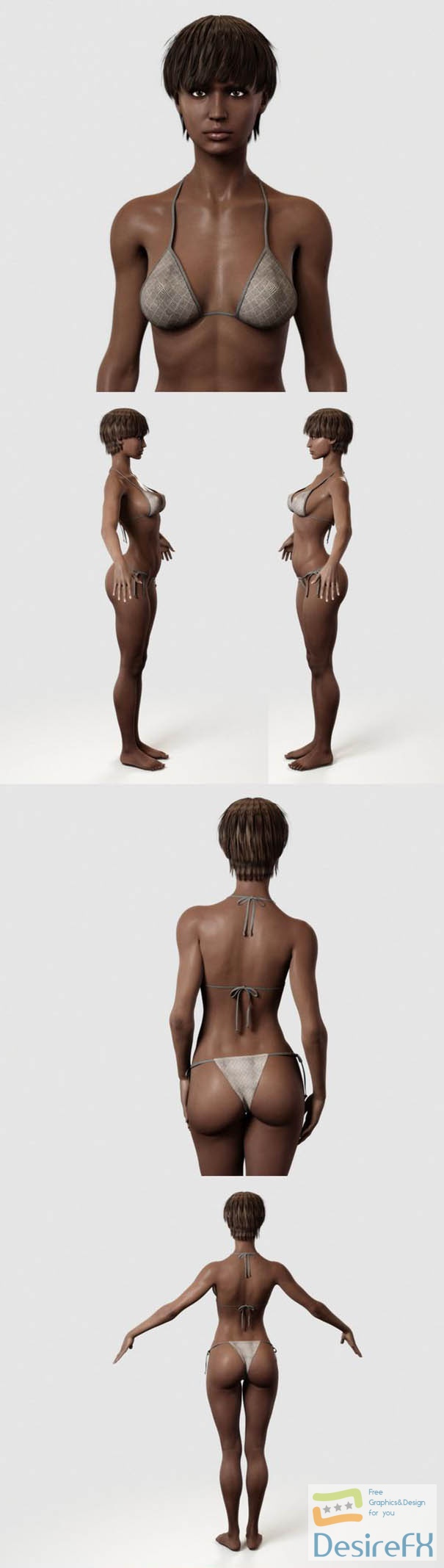 Black Woman Fit in Bikini 3D Model