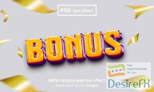 Bonus 3d editable psd text effect