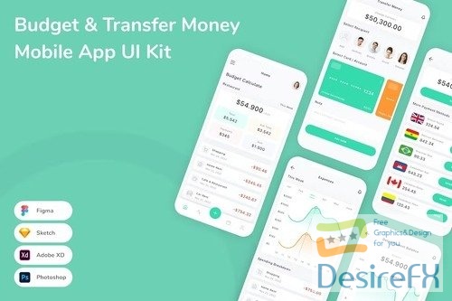 Budget & Transfer Money Mobile App UI Kit