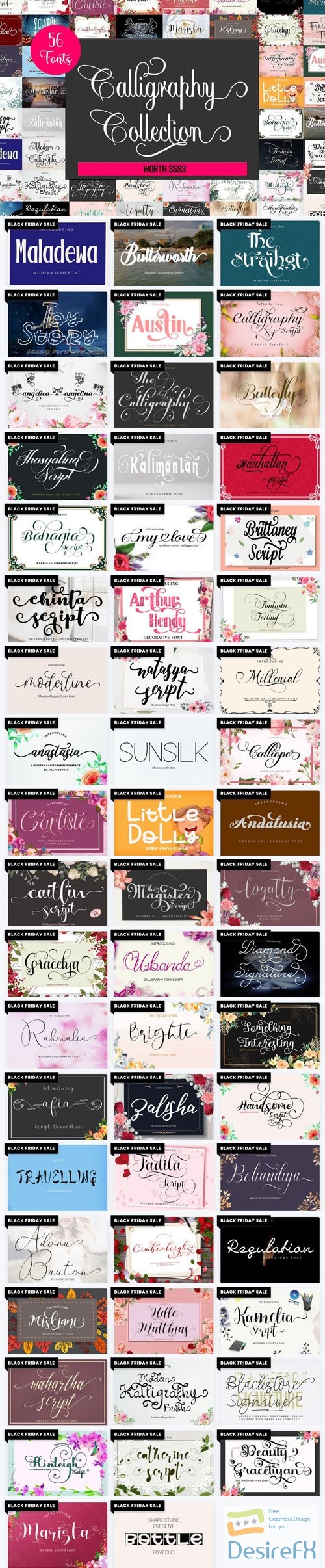 Calligraphy Fonts Collection - 56 Premium Fonts Worth $593