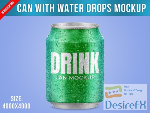 Can with Water Drops Mockup 527900188 PSDT