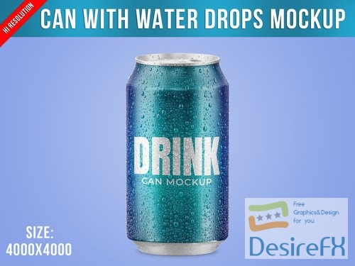Can with Water Drops Mockup 527900190 PSDT