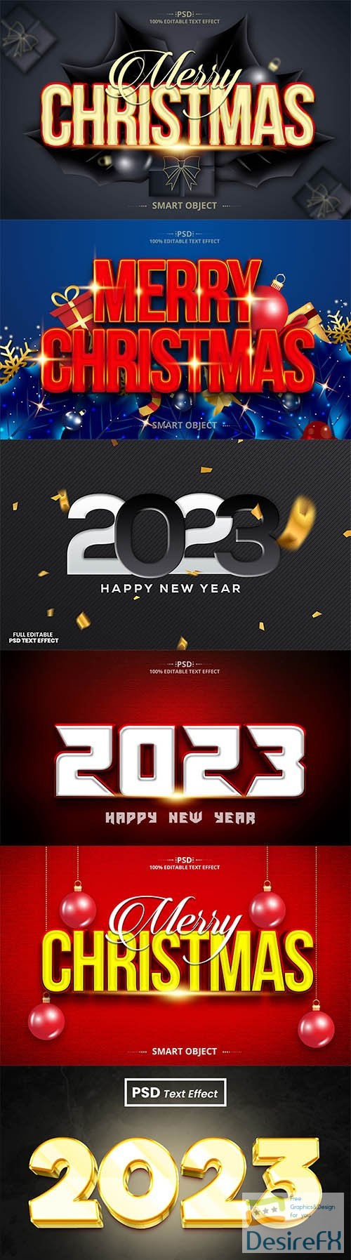 Christmas and 2023 style text effect in psd