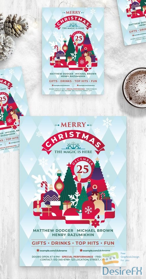 Christmas Flyer Poster with Geometric Illustrations 532852021 PSDT