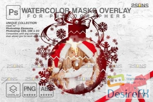 Christmas overlay, Watercolor overlay, Clipping masks - 2281567
