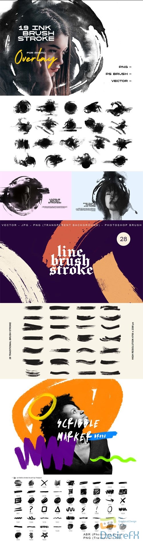 Collection of Art Brushes for Photoshop + PNG