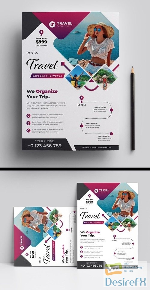 Corporate Flyer Layout with Graphic Elements 524132779 AIT