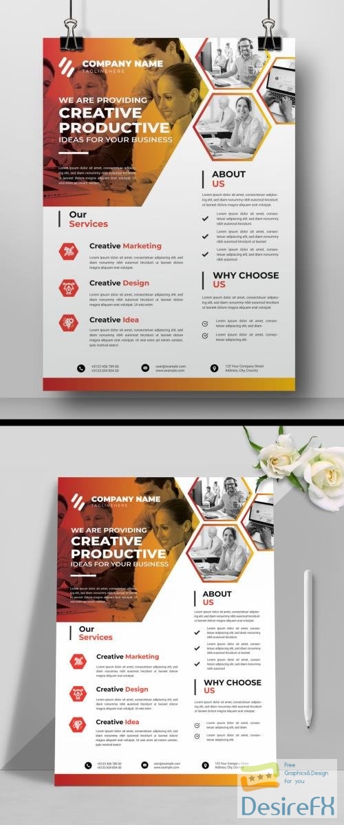Corporate Flyer Layout with Orange Elements 509470017 AIT