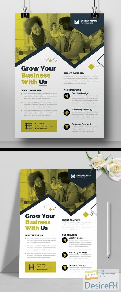 Corporate Flyer Layout with Yellow Accents 523883500 AIT