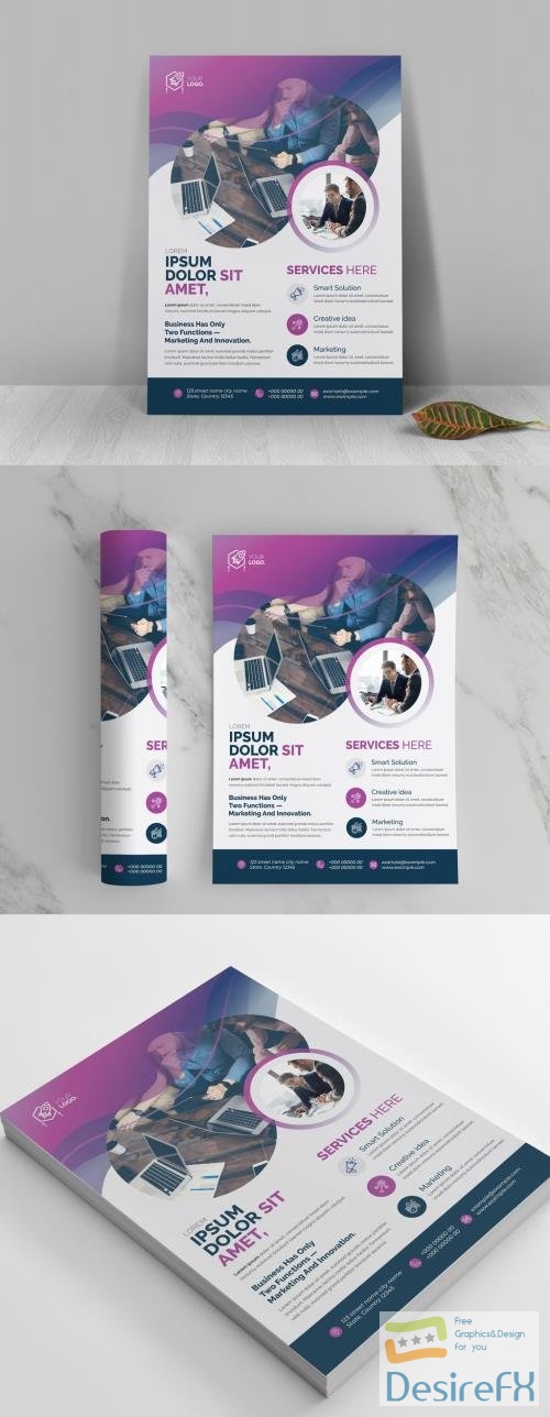 Corporate Flyer Template with Purple Vector Accents 521501865 AIT