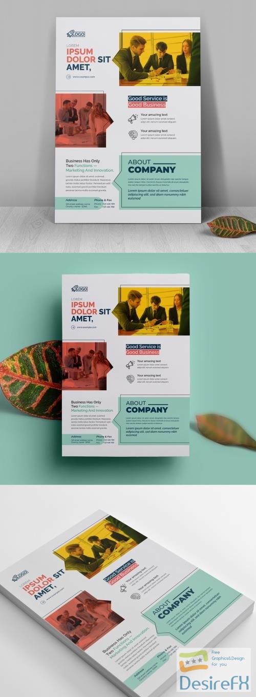 Corporate Flyer with Multicolored Vector Accents Layout 521501876 AIT