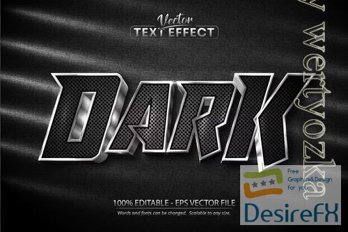 Dark - editable text effect, silver font style