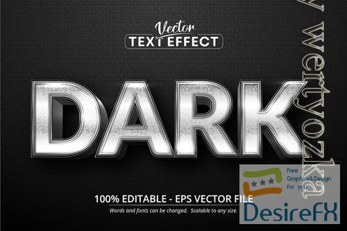 Dark - Editable Text Effect, Silver Font Style