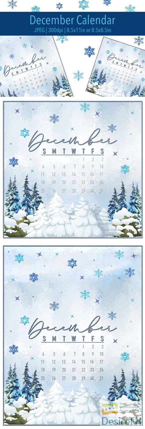 December 2022 Winter Calendar Template