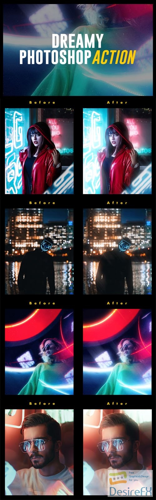 Dreamy Action - Night Portrait Filters for Photoshop