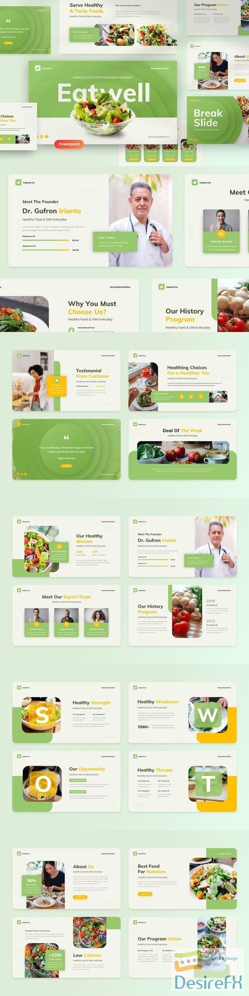 Eatwell - Healthy Food & Diet Powerpoint, Keynote and Google Slides Template
