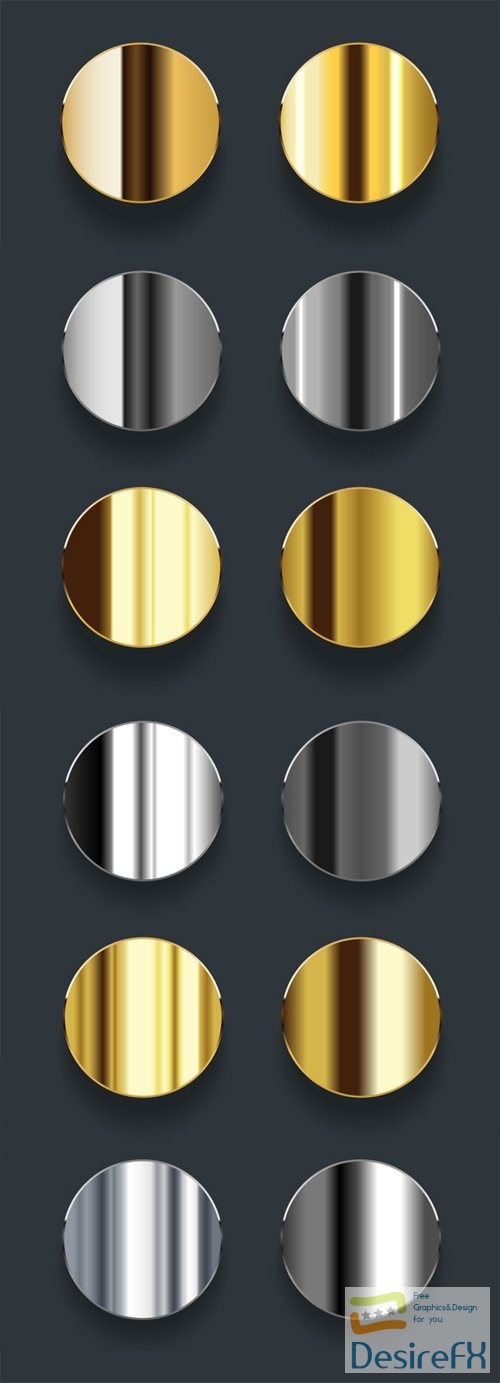 Elegant Shiny Gold & Silver Metallic Gradients Vector Templates