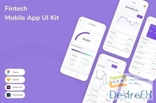 Fintech Mobile App UI Kit HTUVCH6
