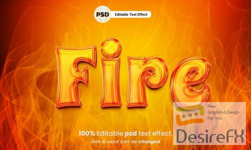 Fire 3d editable psd text effect