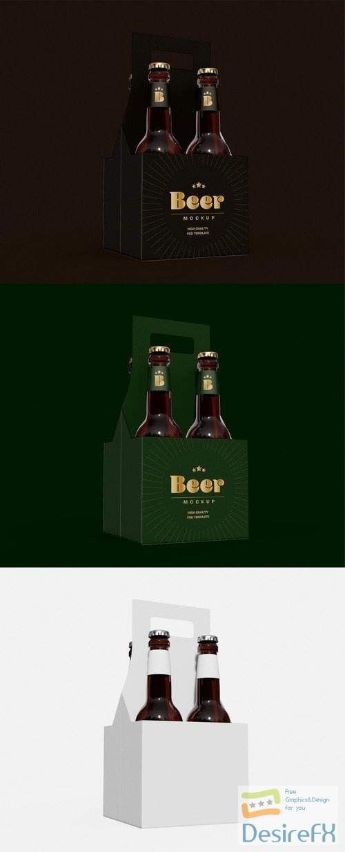 Four Pack Beer Bottles Mockup 527709060 PSDT