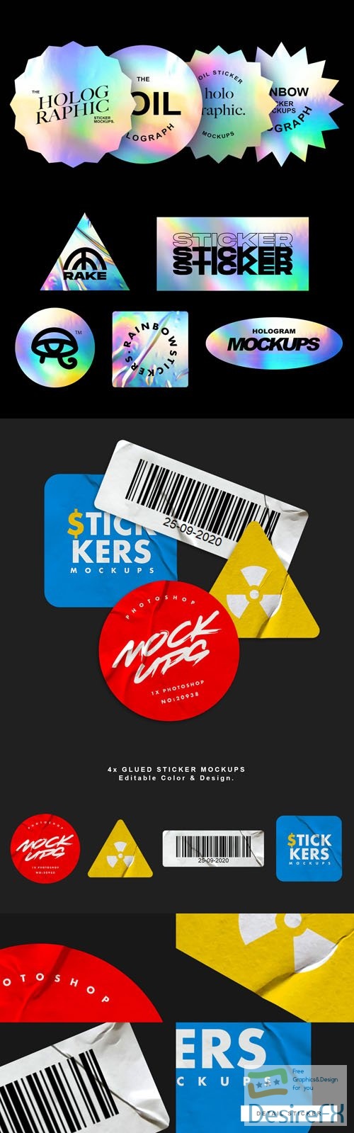 Glued Stickers PSD Mockups Templates
