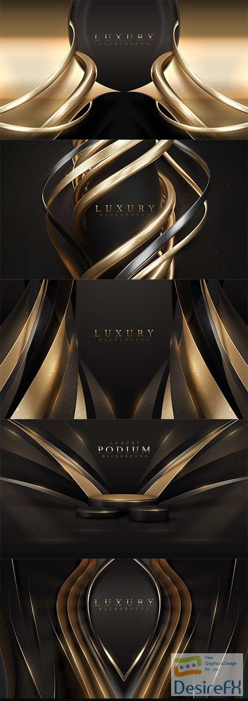 Gold luxury background with black with line decorations and glitter light effect