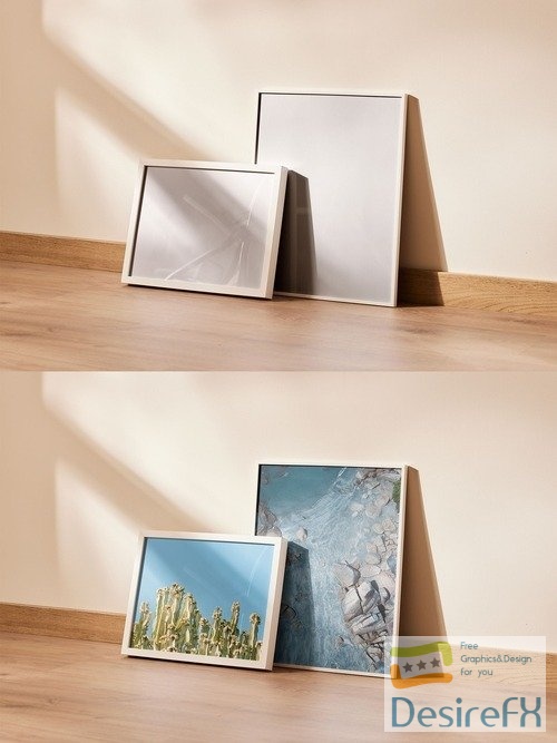 Group of Two Picture Frames Lean on a Wall 535855096 PSDT