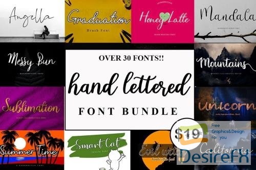 Handlettered Font Bundle - 30 Premium Fonts