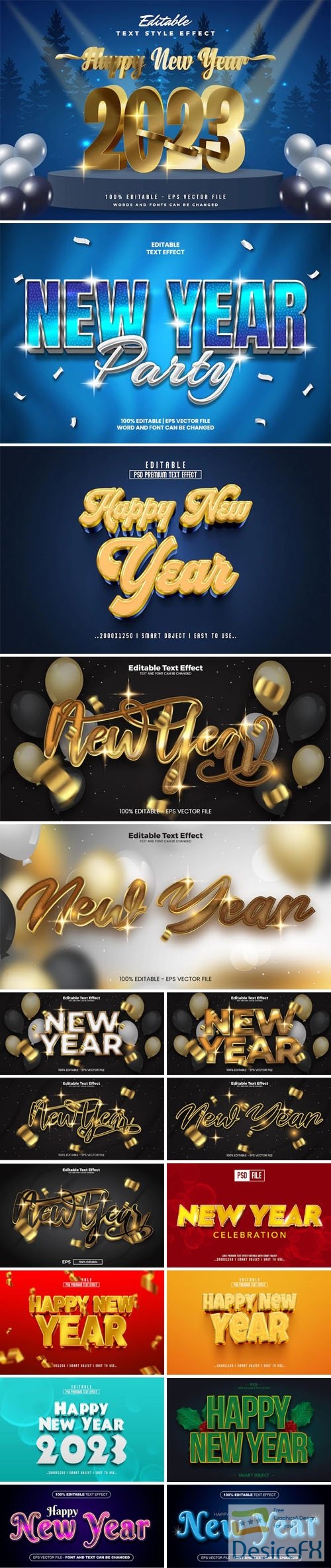 Happy New Year 2023 - 17 Creative Text Effects for Photoshop & Illustrator