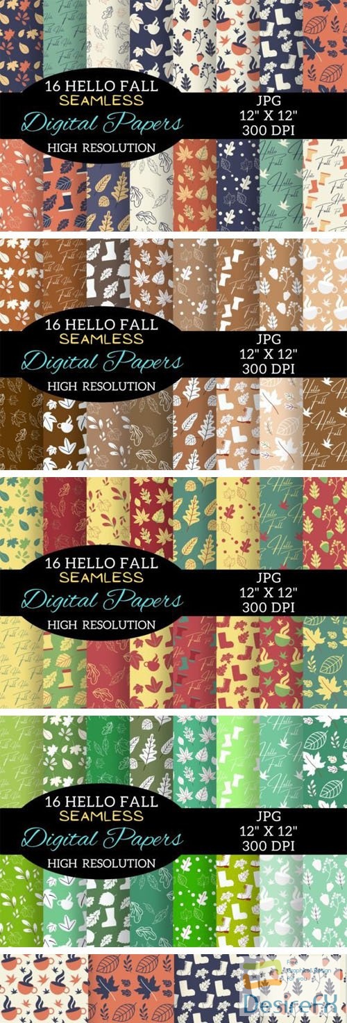 Hello Fall - 64 Seamles Patterns Collection