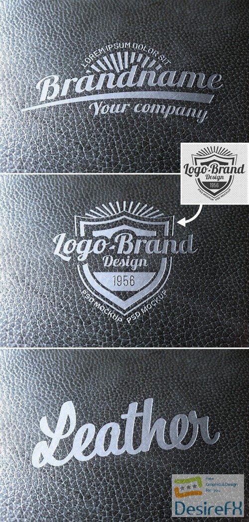 Logo Mockup on Leather Texture with Debossed Silver Effect 438522490 PSDT