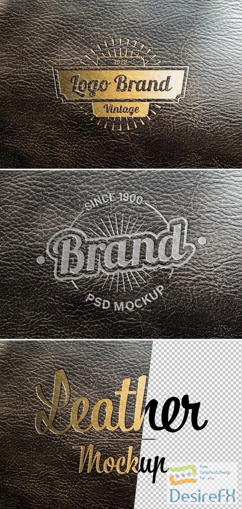 Logo Mockup with Debossed Gold Effect on Leather Texture 427281879 PSDT