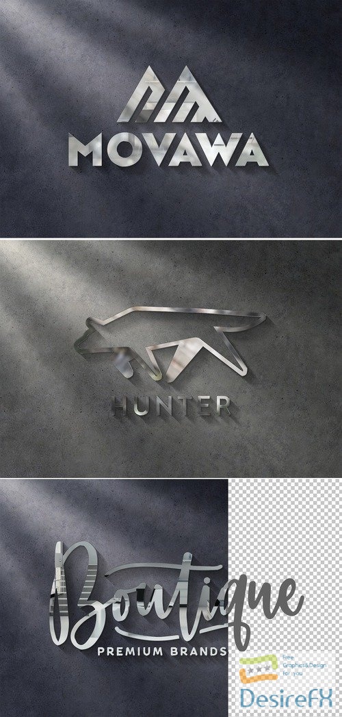 Logo Sign Mockup on Dark Wall with Reflective 3D Metal Effect 420824929