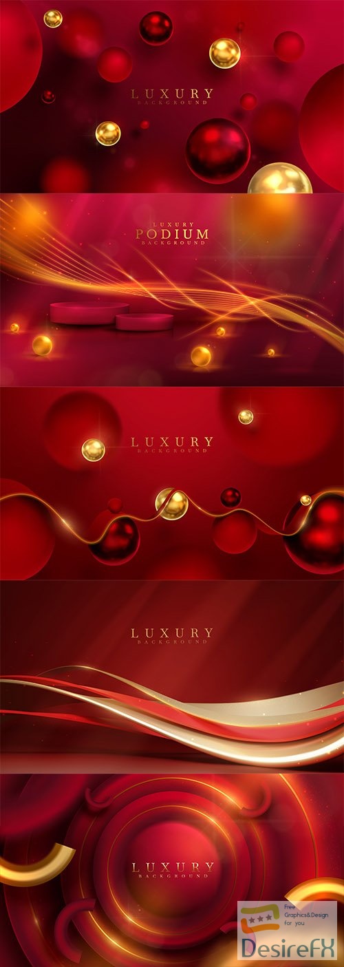 Luxury background and ribbon element and golden ball and blur effect decoration