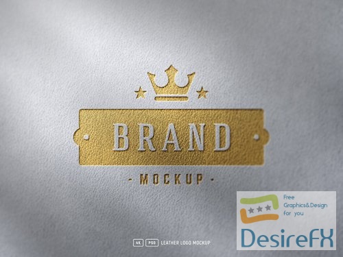 Luxury gold foil debossed logo mockup on white kraft paper