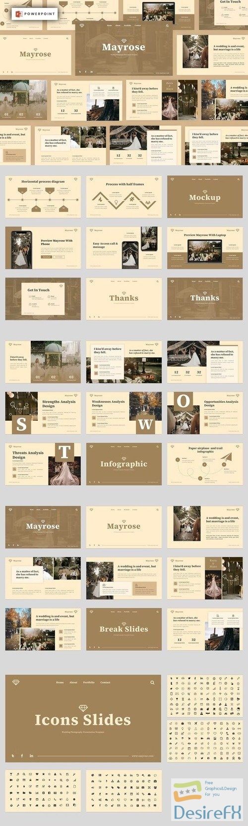 Mayrose - Wedding Powerpoint, Keynote and Google Slides Template
