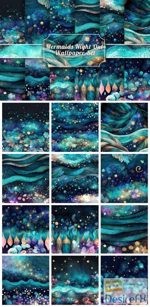Mermaids Night Out Backgrounds Collection