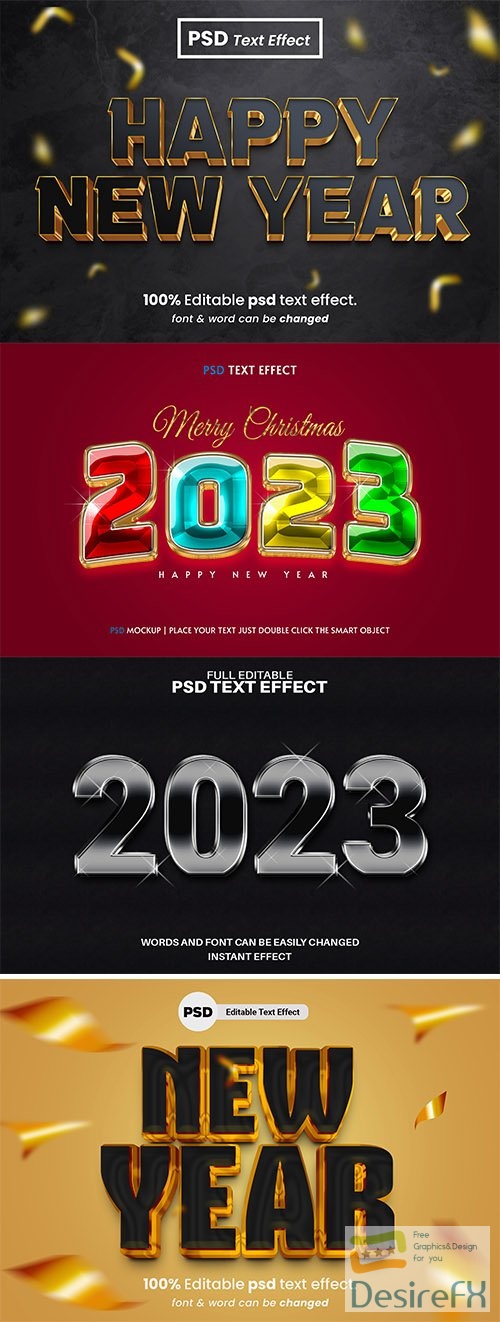 Merry christmas 2023 psd text effect editable