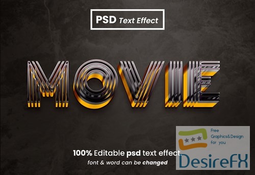 Movie 3d editable psd text effect