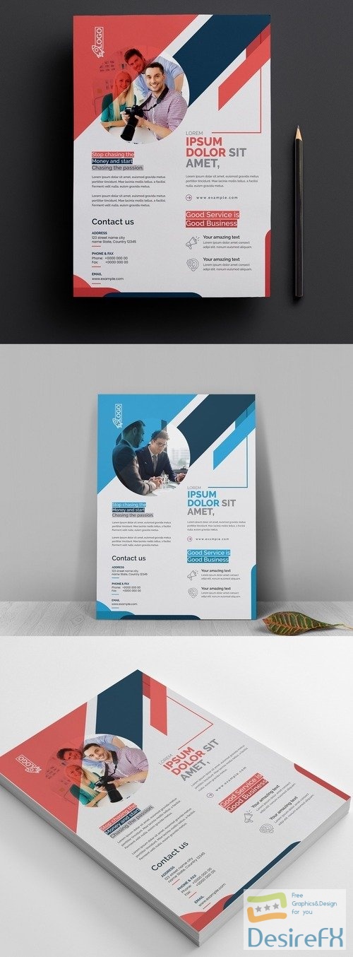 Multipurpose Flyer Template with Blue Vector Accents 521501867 AIT