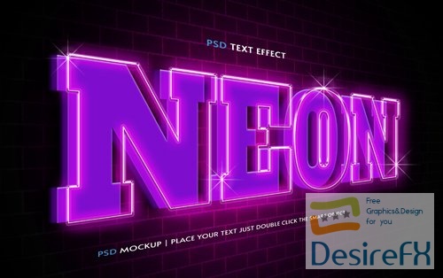 Neon psd text effect style editable