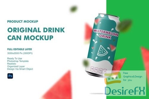 Original Drink Can Mockup PSD
