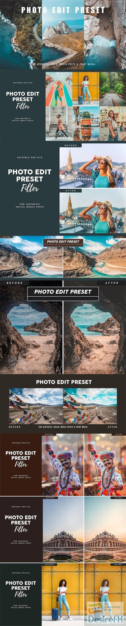 Photo Edit Preset Filters for Aesthetic Social Media Posts - 9 Photoshop Filters