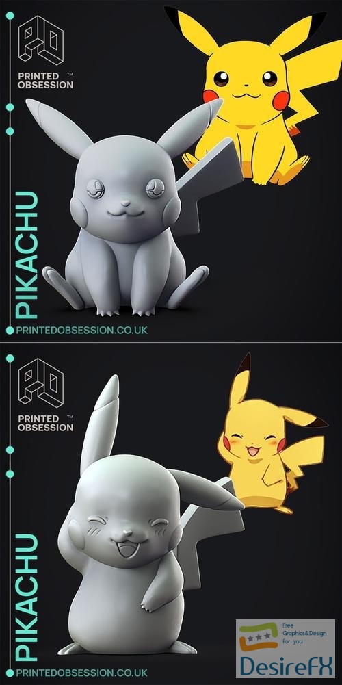 Printed Obsession - Pkachu and Pikachu 2 - Embarrised – 3D Print