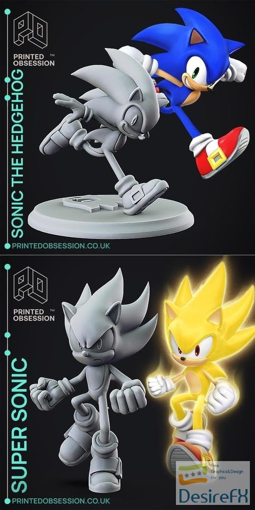 Printed Obsession - Sonic The Hedgehog and Super Sonic - Sonic the Hedgehog-Fan Art – 3D Print